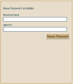 Neues Passwort anfordern, Schritt 2